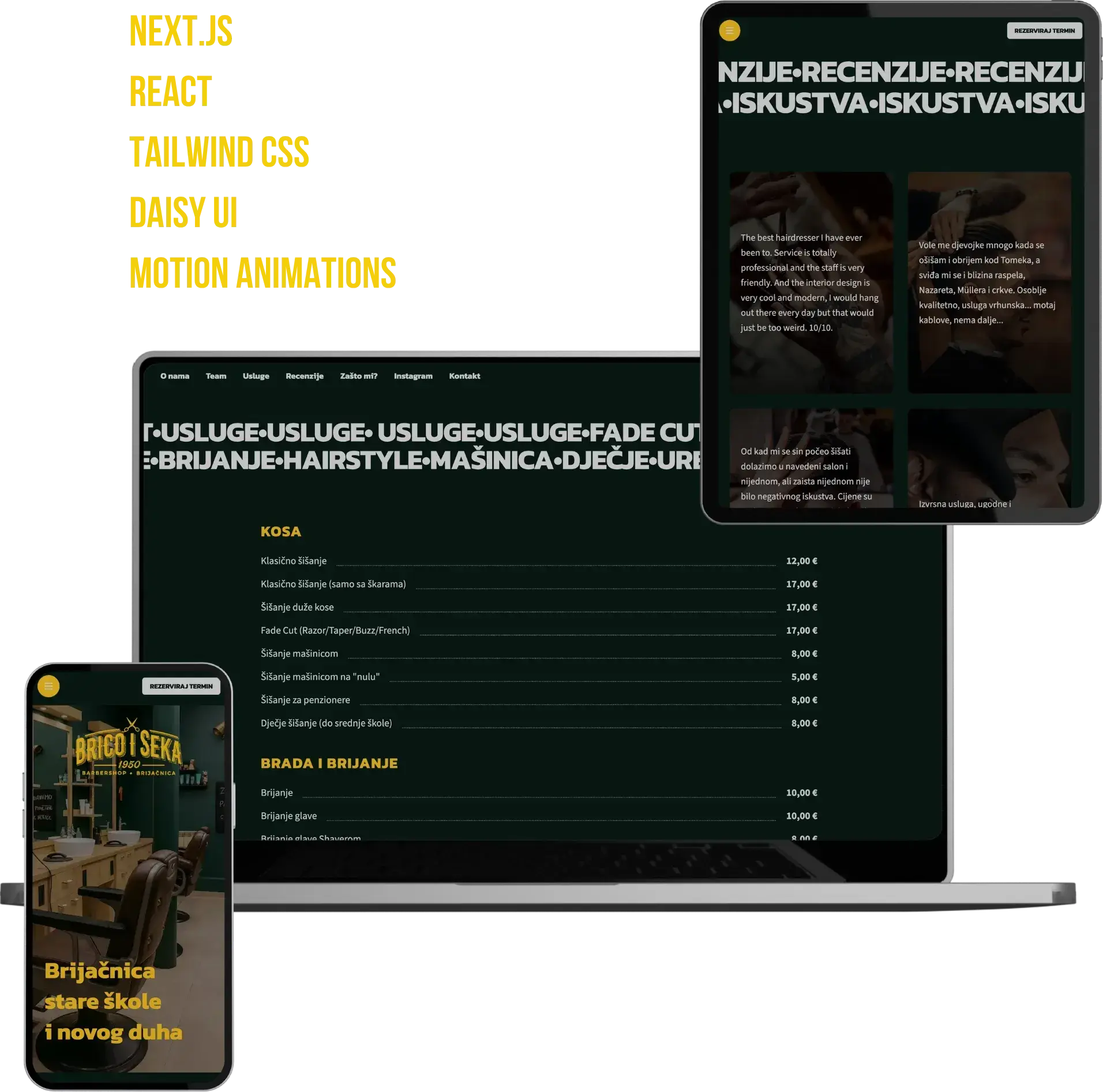 Brico i Seka Barbershop web stranica