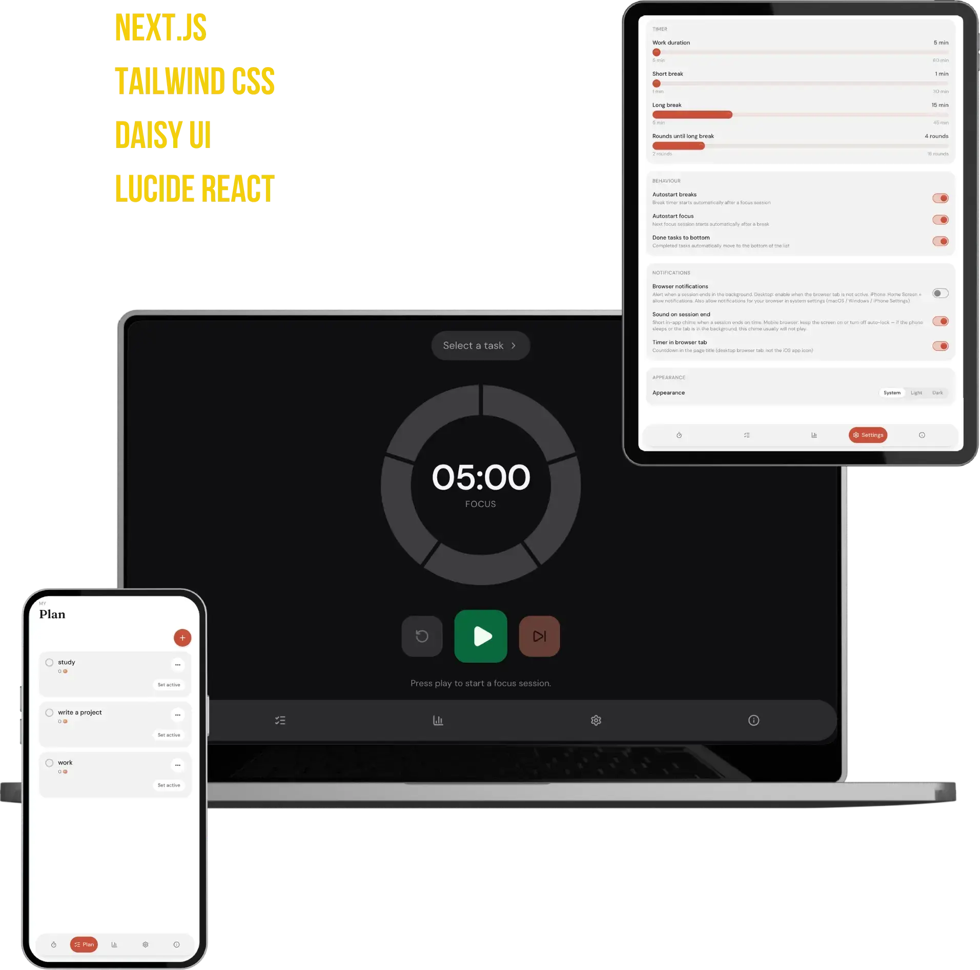 Pomodoro timer web stranica